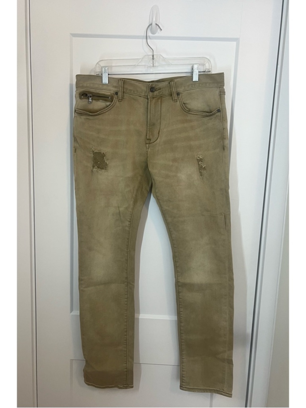 John Varvatos USA Design Label Distressed Tan Stretch Skinny